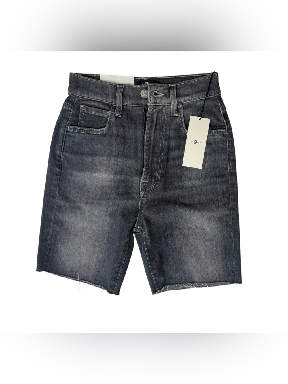 NWT.  7 For All Mankind Women's Denim Bike Shorts. Size 23.
